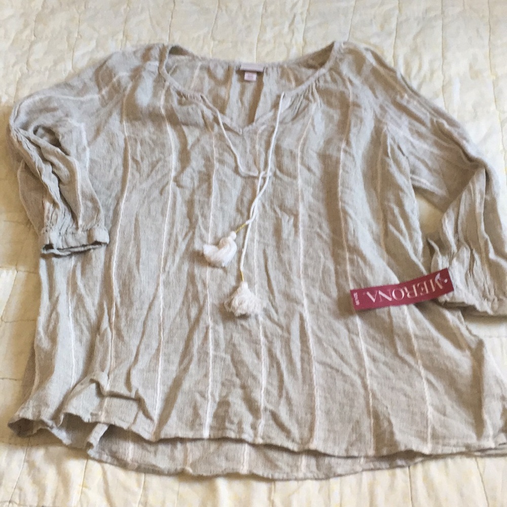 Merona peasant blouse linen/ poly blend s/p